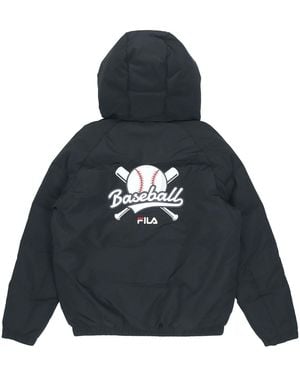 Fila Logo Print Down Jacket - Blue