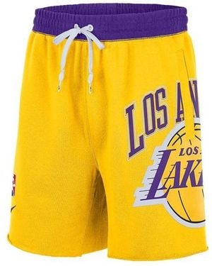 Nike Lakers Colourblock Alphabet Team Logo Knit Breathable Athleisure Casual Sports Shorts - Yellow