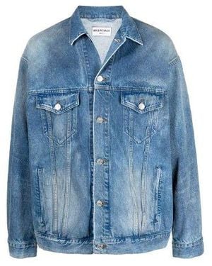Balenciaga Bb Sprayed Denim Jacket Large Fit 'Electric Fuchsia' - Blue