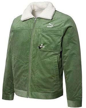 PUMA Cord Embroidered Logo Reversible Corduroy Jacket - Green