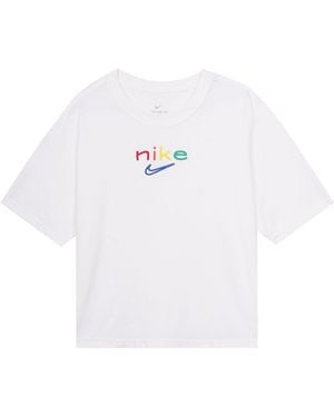 Nike (Wmns) Dri-Fit Boxy Embroidery Logo Short Sleeve - White
