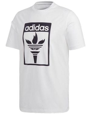 adidas Originals Tee 1 Logo Printing Sports Short Sleeve - White