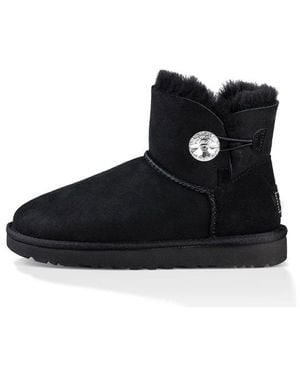 UGG (Wmns) Mini Bailey Button Bling Fleece Lined - Black