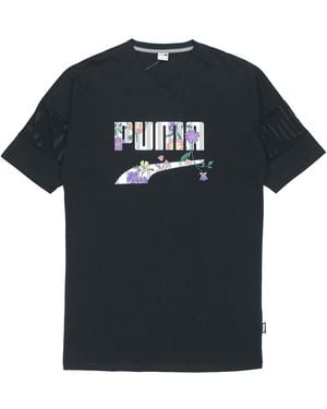 PUMA (Wmns) Casual Sports Alphabet Printing Short Sleeve - Black