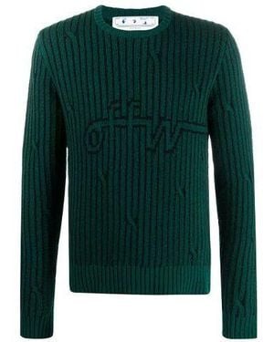 Off-White c/o Virgil Abloh Logo Stripe Knit - Green