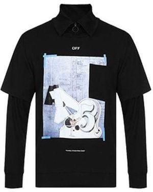 Off-White c/o Virgil Abloh Pattern Printing Zipper Lapel Long Sleeves - Black