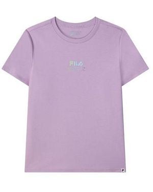 Fila (Wmns) Logo Printing Casual Sports Short Sleeve - Purple