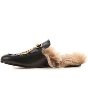 Gucci Princetown With Tiger Appliqueleather - Brown