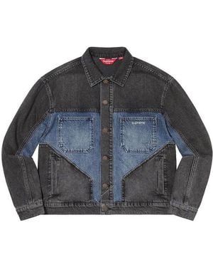Supreme 2-Tone Panelled Denim Jacket - Grey