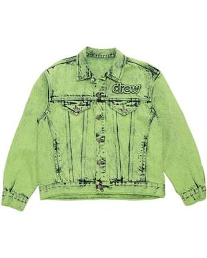 Drew House Oversized Trucker Jacket 'Painted Lime' - Green