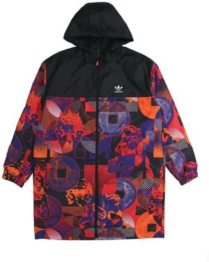 adidas Originals Cny Parka Casual Hooded Sports Reversible Mid-Length Trench Coat Jacket - Red