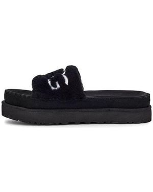 UGG (Wmns) Laton Fur Slide Slippers - Blue