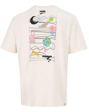 PUMA Athleisure Casual Sports Printing Round Neck Short Sleeve - Pink