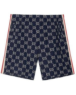 Gucci Side Contrast Striped Jacquard Shorts For - Blue