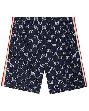Gucci Side Contrast Striped Jacquard Shorts For - Blue