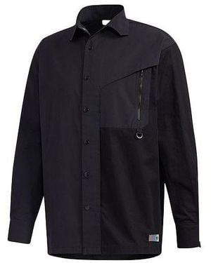 adidas Originals Solid Colour Splicing Casual Long Sleeves Shirt - Blue