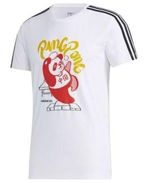 adidas Neo Panda 3-Stripes Graphic T-Shirts - White