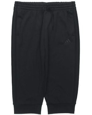adidas M 3S Ft Tc 34Pt Embroidered Logo Stripe Knit Bundle Feet Cropped Trousers - Black