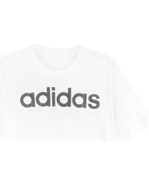 adidas Letter Logo Applique Sports Short-Sleeve Tee - White