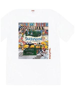Supreme Ss22 Week 19 Manhattan Tee Cartoon Alphabet Pattern Printing Round Neck Short Sleeve - White