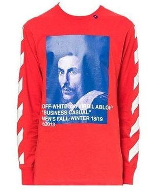 Off-White c/o Virgil Abloh Bernini Diagonal Stripe Print T Shirt 2030 - Red