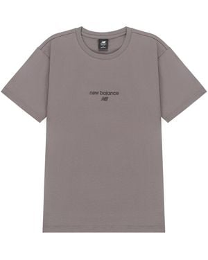 New Balance Logo Fleece T-Shirt 'Taupe' - Grey