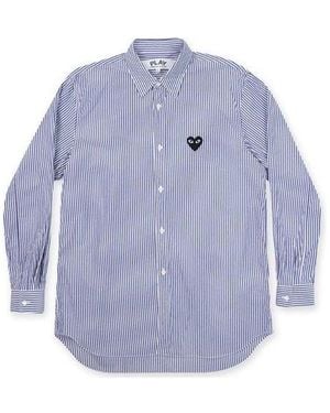 COMME DES GARÇONS PLAY Emblem Striped Button Down - Blue