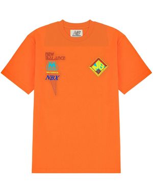New Balance X Salehe Bembury Printing Logo Round-Neck Tee - Orange