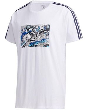 adidas Neo Pattern Printing Sports Short Sleeve T-Shirt - White