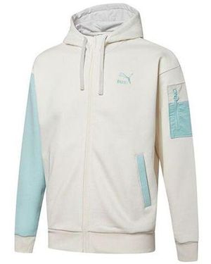 PUMA Retro Colourblock Knit Hooded Logo Jacket - Blue
