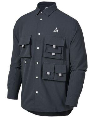 Nike Acg Dri-Fit Uvdevastation Trail Multiple Pockets Casual Solid Colour Long Sleeves Jacket - Blue