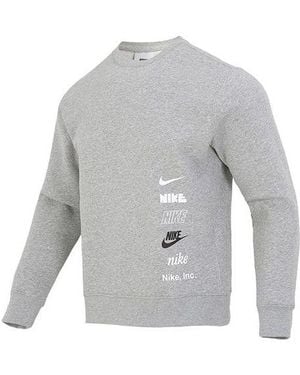 Nike Club Fleece+ Brushed-Back Crew - Grey