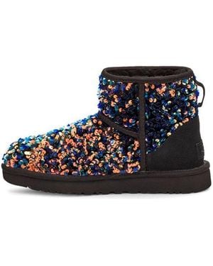UGG (Wmns) Classic Mini Stellar Sequin Snow Boots - Blue