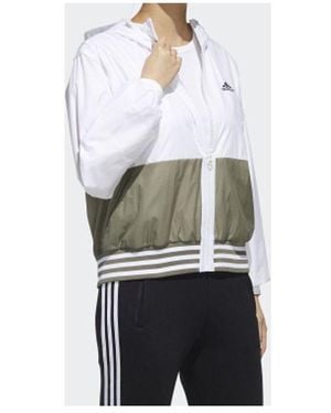 adidas (Wmns) Mh Fem Wb Hooded Splicing Woven Windproof Jacket - Gray