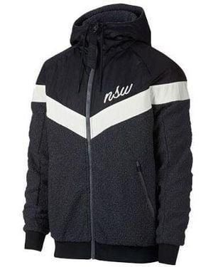 Nike Nsw Sherpa Windrunner Knit Zipper Hooded Jacket - Blue