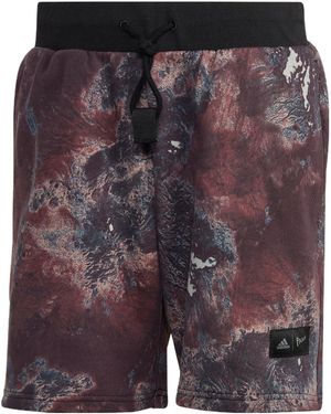 adidas X Parley Crossover Loose Paint Splash Effect Printing Sports Shorts Khaki - Purple