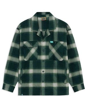 Li-ning Badfive Sports Basketball Series Plaid Loose Casual Long Sleeves Shirt 'Dark' - Green