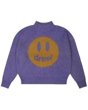 Drew House Mascot Funnel Neck Jumper 'Heather Amethyst' - Blue