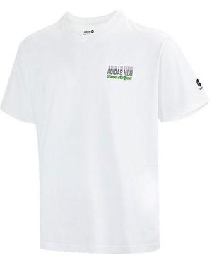 adidas Neo Alphabet Micro Mark Round Neck Short Sleeve T-Shirt - White
