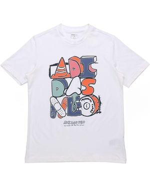 adidas Neo M Ssfv5 Tee1 Funny Printing Logo Sports Cotton Round Neck Short Sleeve - White