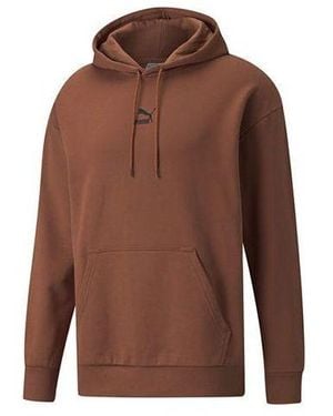 PUMA Classics Oversized Casual Sports Drawstring Hooded Long Sleeves Coffee - Brown