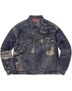 Supreme Archive Denim Jacquard Trucker Jacket - Blue