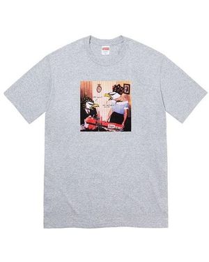 Supreme Ss22 Week 17 X Antihero Crossover Curbs Tee Cartoon Pattern Printing Round Neck Short Sleeve - Gray