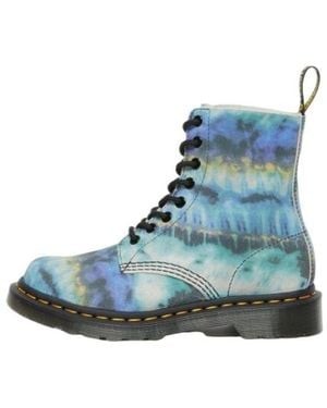 Dr. Martens (Wmns) 1460 Pascal Tie Dye Leather Lace Up Boots - Blue