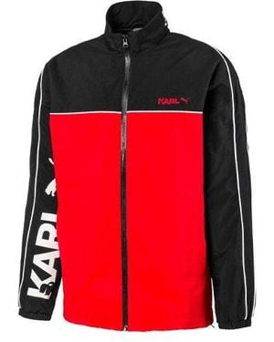 PUMA X Karl Lagerfeld Lafayette Logo Print Patchwork Jacket For - Red