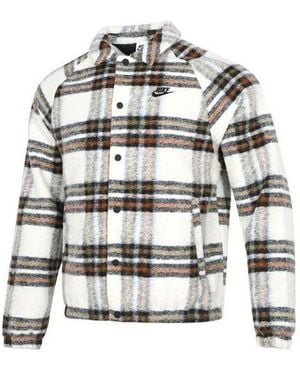 Nike Plaid Casual Lapel Shirt Jacket Light Mahogany - Grey