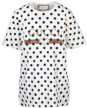 Gucci (Wmns) With Round Neck And Wave Dot Letters For - White