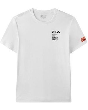 Fila Alphabet Printing Round Neck Short Sleeve - White