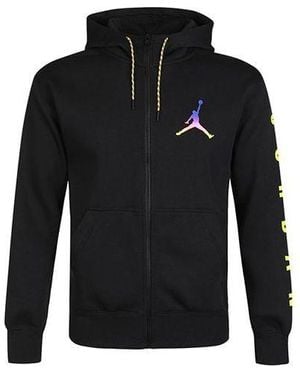 Nike Solid Color Athletic Fleece Lined Zipper Hooded Jacket - Black