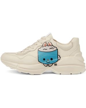 Gucci (Wmns) Kawaii Rhyton Leather Trainers 'Cream' - Blue
